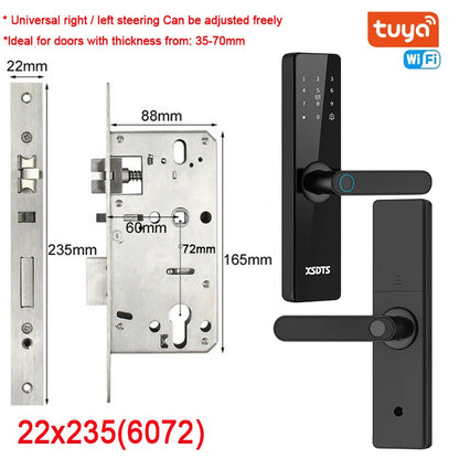 Wifi Electronic Smart Door Lock With Biometric Fingerprint / Smart Card / Password / Key Unlock