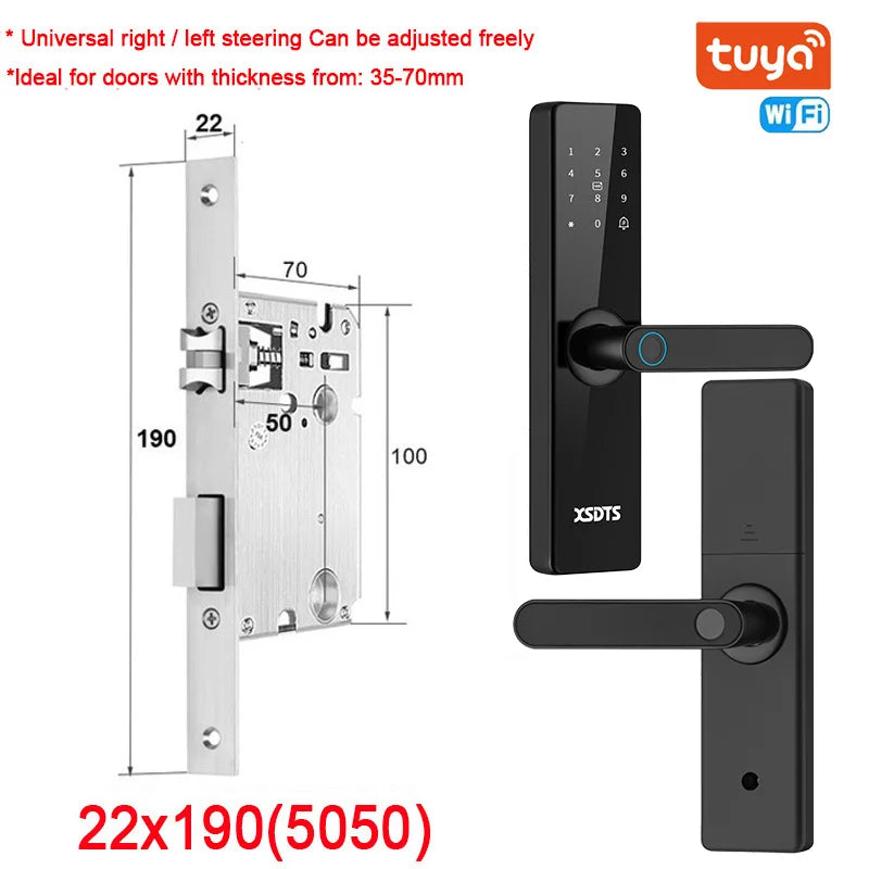 Wifi Electronic Smart Door Lock With Biometric Fingerprint / Smart Card / Password / Key Unlock