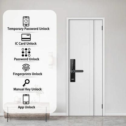 Wifi Electronic Smart Door Lock With Biometric Fingerprint / Smart Card / Password / Key Unlock