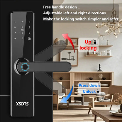 Wifi Electronic Smart Door Lock With Biometric Fingerprint / Smart Card / Password / Key Unlock